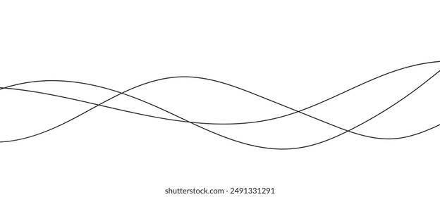 Curved wave lines pattern on white background. Wave striped lines pattern for backdrop and wallpaper template. Simple curved lines with repeat stripes texture. Striped background, vector