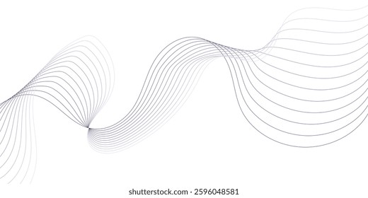 Curved wave lines pattern on white background. Wave striped lines pattern for backdrop and wallpaper template. Simple curved lines with repeat stripes texture. Striped background.eps10 vector