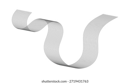 Patrón de líneas de onda curvadas sobre fondo blanco. Patrón de líneas rayadas de onda para el telón de fondo, Plantilla de Fondo de pantalla. Líneas curvas simples con textura de rayas. Fondo rayado. 
