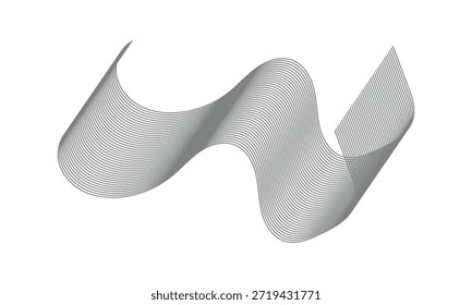 Patrón de líneas de onda curvadas sobre fondo blanco. Patrón de líneas rayadas de onda para el telón de fondo, Plantilla de Fondo de pantalla. Líneas curvas simples con textura de rayas. Fondo rayado. 