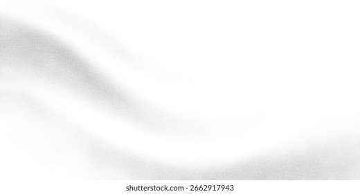Curved wave texture with fine grain stipple gradient. Dusty halftone shading over monochrome backdrop. Vector illustration