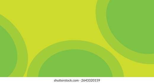 Curved Wavy Circle and Circle Shapes and Designs Green and Yellow Colors Abstract Background.