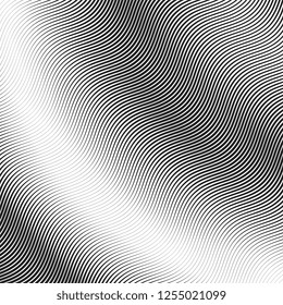 Líneas onduladas curvadas. Olas abstractas de medio tono. Fondo gráfico vectorial para el diseño