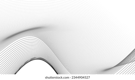curved wavy lines tech futuristic motion background. Abstract wave element for design. Wave with lines created using blend tool. Curved wavy line png