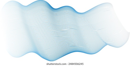 curved wavy lines tech futuristic motion background. Abstract wave element for design. Wave with lines created using blend tool. Curved wavy line