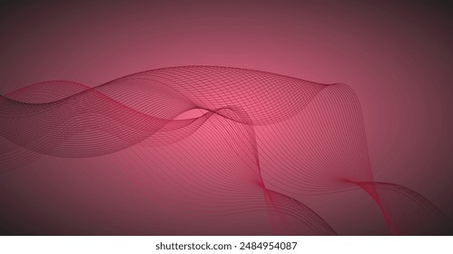 Geschwungene Wellenlinien techn futuristischer Bewegungshintergrund. Abstraktes Wellenelement für Design. Wellenbewegung mit Linien, die mit dem Verrundungswerkzeug erstellt wurden. Gebogene Wellenlinie