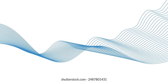 curved wavy lines tech futuristic motion background. Abstract wave element for design. glowing geometric lines blue background. business lines wave abstract stripe design