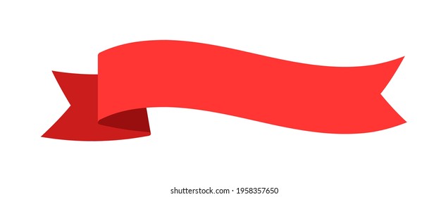 Curved wavy red banner ribbon vector design on white background