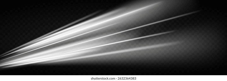 Listras brancas curvas com desfoque de movimento. Em fundo transparente.