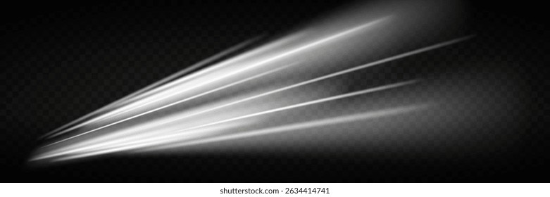 Rayas blancas curvas con desenfoque de movimiento. Sobre fondo transparente.
