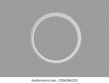 Curved white line light effect.Light circle white swirl. Darkening of the moon. Flare vector semicircle and spark light effect. Glowing white speed circle portal on the road. Podium, radial platform.