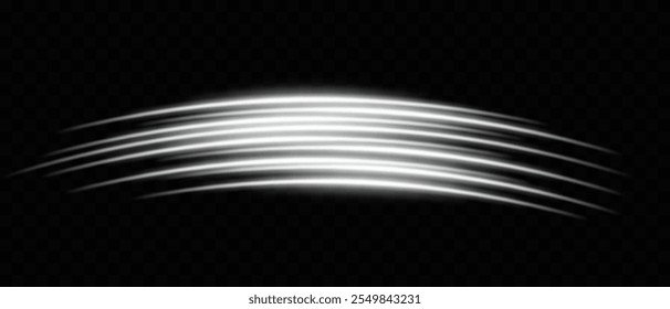 Curved white neon light streaks on a dark background, creating a dynamic and futuristic abstract effect.