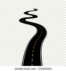 Curved Winding Road Map With White Markings. Vector Roadmap Illustration Eps10