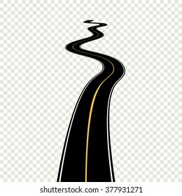 Curved winding roadmap with white markings. Vector illustration road map eps10