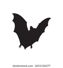  curved wing bat silhouette. Bat with arched wings flying upward, strong in Halloween visuals.