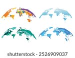 Curved World map contours on white background.High detailed political map of World