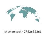 Curved World Map Silhouette Half Globe, Blue Planet Earth with Global Continents Vector Illustration