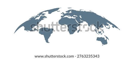 Curved World Map Vector, Globe Planet Concept Map For Website, Annual Report, Infographics, World Map Illustration, Vector Illustration