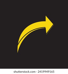 Curved yellow arrow isolated on white background. Arrow icon. Vector illustration isolated.