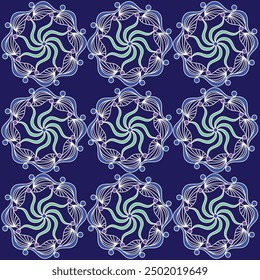 curve,rotating line,rotating spiral,wave,swirl,color, bright green,deep blue,circle