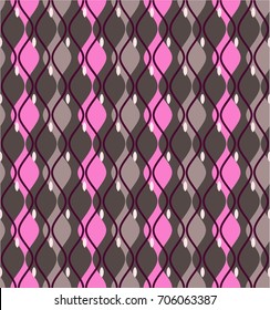 Curves, abstract, decorative background, seamless, dark gray, vector Vertical pink and gray wide lines on a dark gray field. Line rhythmically constrict and dilate. Geometric, colored background. 