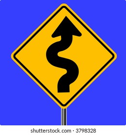 Curves ahead traffic sign - VECTOR