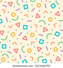 Curves, arcs, circles etc. Abstract contemporary seamless pattern. Modern trendy vector illustration