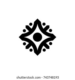 curves arrows circles object. one eye symbol logo vector.