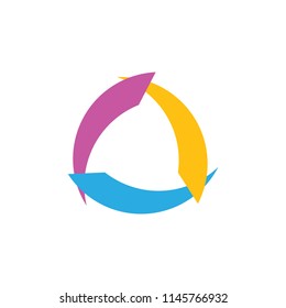 curves in circle triangle logo vector