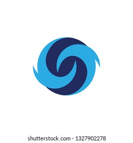 curves circles blue waves rotation simple logo vector