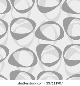 Curves circles in monochrome pattern, seamless vector background.