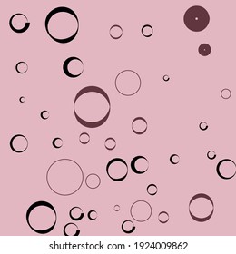 Curves Classical Calm Vector llustration. Dark Retro Bordo Pastel Minimal Modern Art Pattern. Black Purple Light Pink Elegant Circles Art Illustration. Round Oval Donut Bagel Modern Style Background.