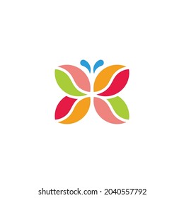 curves colorful butterfly simple geometric logo decoration vector