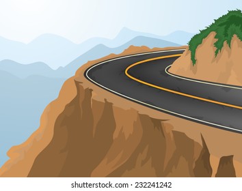 Curves and deep abyss,road and nature vector background