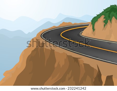 Curves and deep abyss,road and nature vector background