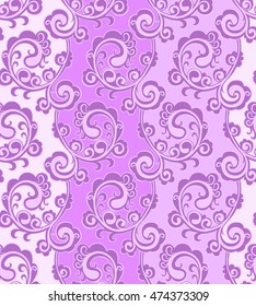 Curves floral pattern. Hang drawn illustration ornament with plants. Wallpapper 