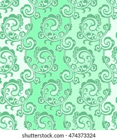 Curves floral pattern. Hang drawn illustration ornament with plants. Wallpapper 