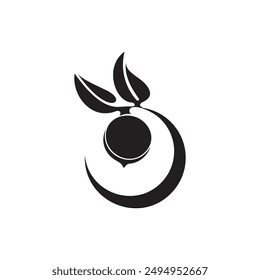 curves geometric leaf fruit tree silhouette icon vector 