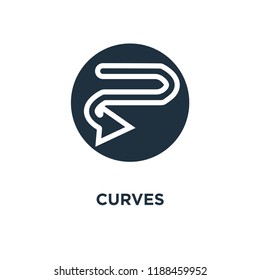 Curves icon. Black filled vector illustration. Curves symbol on white background. Can be used in web and mobile.