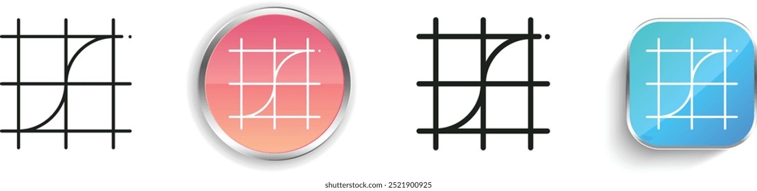 ícone curvas. Design fino, linear, regular e estilo botão isolado no fundo branco