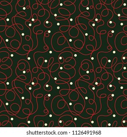 Curves, intricate lines and dots. Seamless background.