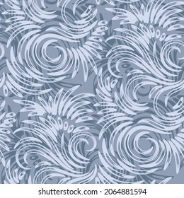 Curves line abstract floral seamless pattern