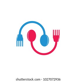 curves linked fork and spoon decoration vector
