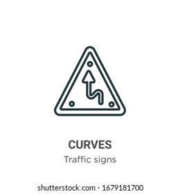 Curves outline vector icon. Thin line black curves icon, flat vector simple element illustration from editable traffic signs concept isolated stroke on white background