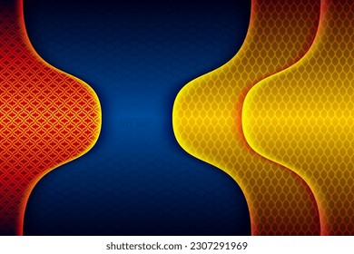 Curvas de papel capa roja y líneas azul fondo geométrico abstracto para banner, cubierta, afiche, papel tapiz, diseño de presentación con espacio para texto
