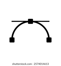 curves pen tool icon, simple flat style, illustration, symbol sign logo template pictogram, for ui or ux isolated on white for mobile app, editable	