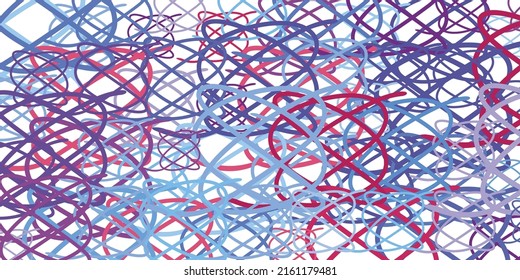 Curva el patrón azul violeta geométrico aleatorio. Hilo caótico caótico con líneas redondeadas. Colorida impresión de fondo frío o diseño web. Red de conjunto ondulante. Ilustración del vector de cuadrículas de acoplamiento