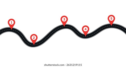Curves road isolated vector illustration on transparent background