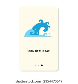 Curves of sea or ocean waves flat icon. Vertical sign or vector illustration of swimming, surfing or diving element. Vacation, surfing, summer resort, recreation for web design and apps