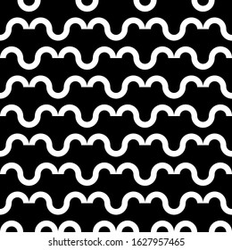 Curves seamless pattern. Curved lines print. Ethnic ornament. Folk wallpaper. Tribal motif. Wavy stripes background. Geometrical shapes backdrop. Textile digital paper, abstract image. Vector artwork